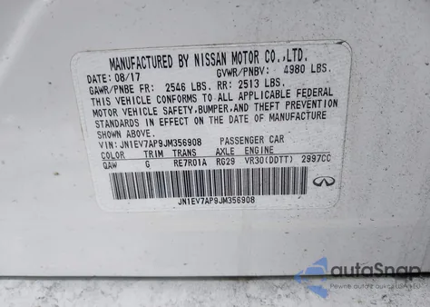 2018 Infiniti Q50 3.0T Luxe z USA, uszkodzony, nr VIN JN1EV7AP9JM356908